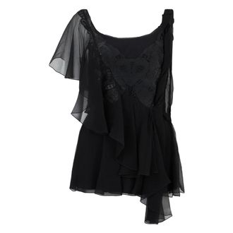 Alberta Ferretti Asymmetrical Blouse - female - Alberta Ferretti - Sleeveless Tops - Black - M - Tops