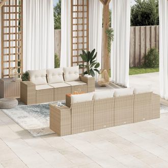vidaXL Vidaxl - Juego De Sof&aacute;s De Jard&iacute;n Con Cojines Beige 8 Pzas Rat&aacute;n Pe