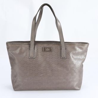 Gucci Brown Leather Coated Canvas Shoulder Bag Tote Bag (Pre-Owned)