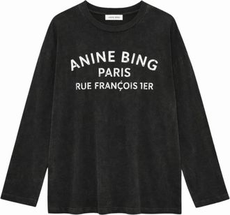 Anine Bing Ivan Long Sleeve Paris Stencil - Dames - Sweatshirts - Zwart - XS - Hoodies & sweatvesten