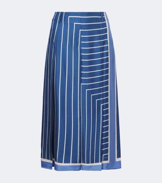 Tod's Striped silk midi skirt