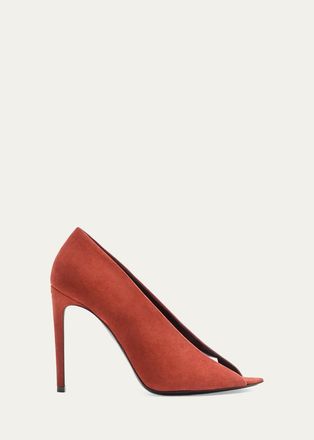 Valentino Garavani 105mm Open Toe Revele Suede Pumps