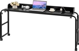OEM Mesa De Cama, Mesa Auxiliar M&oacute;vil Con 4 Ruedas (2 Con Freno) Y Toma De Corriente Altura Ajustable Escritorio Para Port&aacute;til Con Ruedas Escritorio Port&aacute;
