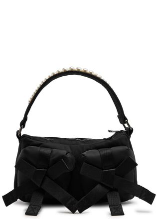 Simone Rocha Simone Rocha Utility Bow Faux Pearl-embellished Shell Shoulder bag - Black - One Size