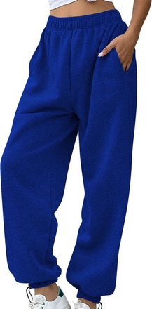 Generic Trousers for Women UK Joggers for Womens UK Casual Plain Gym Sport Jogger High Waisted Baggy Comfy Sweatpants with Pockets Running Workout Winter Warm