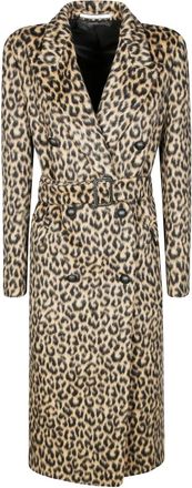 Tagliatore Jas met dubbele rij knopen en animalierprint - Beige