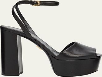 Prada 115mm Nappa Leather Platform Sandals