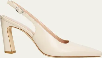 Stuart Weitzman 85mm Stassi Leather Slingback Pumps