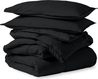 Bare Home All-Season Down Alternative Comforter Set - Oversized Queen in Black at Nordstrom