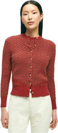 Brooks Brothers Rood en Gouden Katoenen Vest - Dames - Vesten - Rood - L - Katoen - Truien & Vesten
