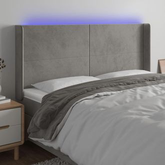 vidaXL Cabecero Con Led De Terciopelo Gris Claro 183x16x118/128 Cm Vidaxl