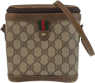 Gucci Pre-owned GG Supreme Canvas Leather Shoulder Bag - Dames - Vintage Schoudertas - Beige - ONE Size - Leer - Vintage