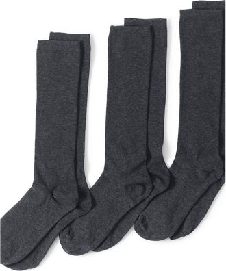 Lands End 3-Pack Seamless Toe Solid Trouser Socks in Charcoal Heather at Nordstrom, Size Large