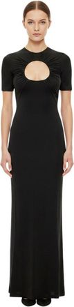 Marine Serre Black Solid Round Neck Maxi Dress