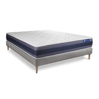 Actisom Somier gris + colch&oacute;n con espuma viscoel&aacute;stica 120 x 190