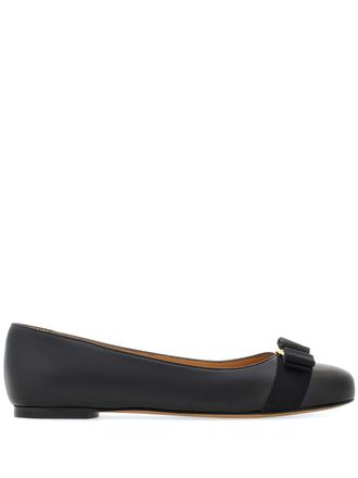 Ferragamo Black Varina Soft Leather Ballet Flats