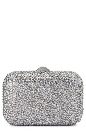 Olga Berg Casey Hot Fix Crystal Clutch in Silver at Nordstrom
