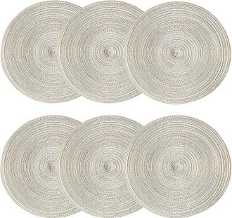 OEM Juego De Seis Manteles Individuales Redondos Tejidos, De 38 Cm De Di&aacute;metro, Lavables, Antideslizantes, Resistentes Al Calor, Aptos Para Cocinas, Resta