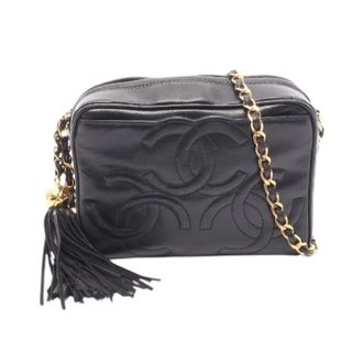 Chanel Pre-owned Triple Coco Mark Lamsleren Schoudertas - Dames - Pre-owned - Zwart - Maat: ONE Size Leer