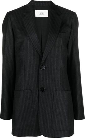 Ami pinstripe-pattern wool blazer - women - Wool - 34 - Black