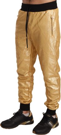Dolce & Gabbana Mens Metallic Cotton Joggers Gold