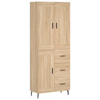 vidaXL Vidaxl - Aparador Alto Madera Contrachapada Color Roble 69,5x34x180 Cm