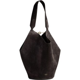 Khaite Small Lotus Leather Top Handle Bag in Dark Brown at Nordstrom