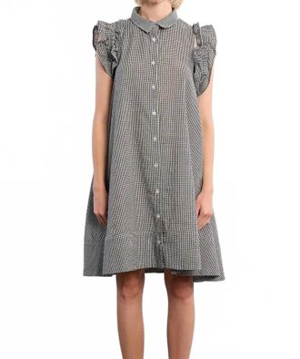 Lili Sidonio x Molly Bracken Gingham Shirt Dress In Blue