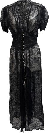 Paco Rabanne Paco Rabann Lace Button-Down Midi Dress in Black Nylon