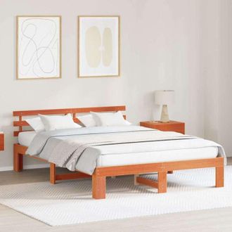 vidaXL Vidaxl - Estructura De Cama Marr&oacute;n 160 X 200 Cm Madera Maciza De Pino