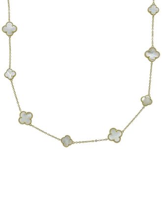 Belpearl Belpearl Silver Pearl Cz Clover Necklace