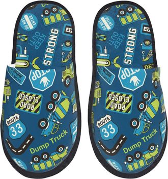 Generic Dump Truck Unisex House Slippers Cosy Slippers Fluffy Sliders For Outdoor Indoor Bedroom M