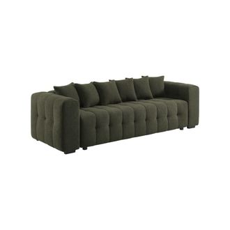 Sweeek Sof&aacute; cama con textura bucle y ba&uacute;l 3 plazas, verde kaki