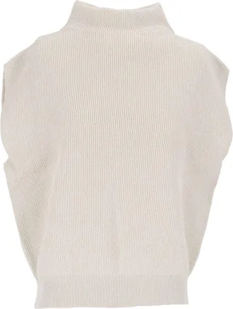 PESERICO Sleeveless Ribbed High-Neck Sweater