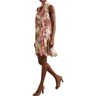 Reiss Kady Floral Shift Dress in Cream/Pink at Nordstrom Rack, Size 4