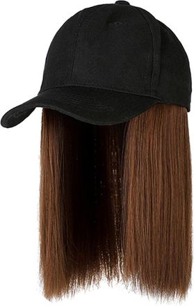 Generic Womens Cap Lightweight Adjustable Headwear UK Attached Hair Hair Wig Baseball Hat Long Straight Hairstyle Hair Cap Adjustable Wig Girls Tennis Visor (