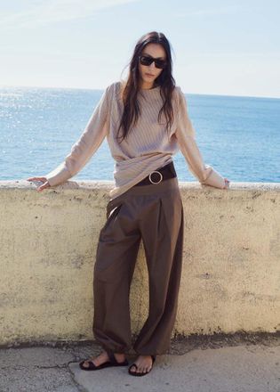 Mango Blusa righe nodo marrone - Donna - S - MANGO