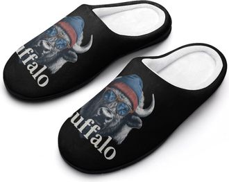 Generic Buffalo Mascot Funny Mens Cotton Slippers Soft Non-Slip Rubber Sole House Slipper Indoor Outdoor