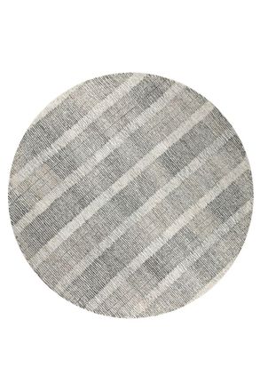 Wecon Home Alfombra redonda beige y gris tejida a mano con rayas 200 rd