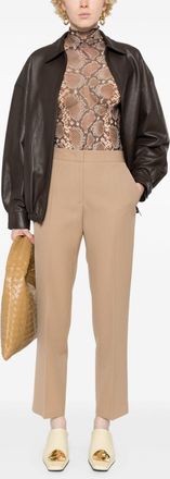 Jil Sander Womens Slightly Cropped Tailored Pant - Tan Wool - Size EU 38 (Womens)
