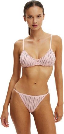 Cotton On Womens Cotton Pointelle Triangle Padded Bralette in Mini Polka Dot Chocolate at Nordstrom, Size Medium