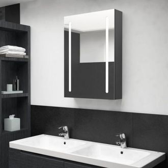 vidaXL Armadietto Bagno con Specchio e led Grigio 50x13x70 cm - Vidaxl