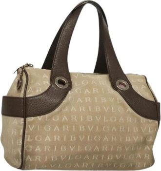 Bulgari Tweedehands Canvas handtassen - Dames - Vintage Handtas - Beige - ONE Size - Leer - Vintage