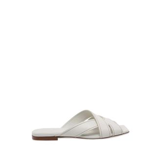 Tod's Sandaal met vierkante neus en gekruiste bandjes - Dames - Sandalen - Wit - 37 EU - Leer - Schoenen