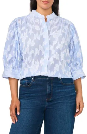 CeCe by Cynthia Steffe The Pearce Puff Shoulder Top in Ultra White at Nordstrom, Size 1X