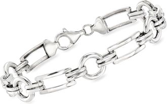 Ross-Simons Sterling Silver Rectangular and Circle-Link Bracelet