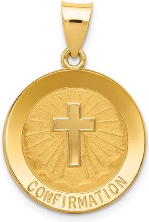 Diamond2Deal 14k Yellow Gold Confirmation Medal Hollow Round Pendant
