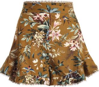 Zimmermann Zimmerman Mustard Tropicale Flutter Shorts Size S