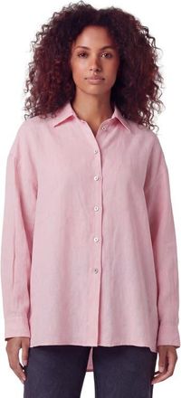 Lords of Harlech Womens Long Sleeve Linen Shirt in Fresh Pink at Nordstrom, Size Xx-Large
