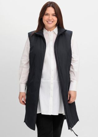 Sheego Longweste SHEEGO, Damen, Gr. 40, blau (tiefblau), 100% Polyester, unifarben, Westen Longweste